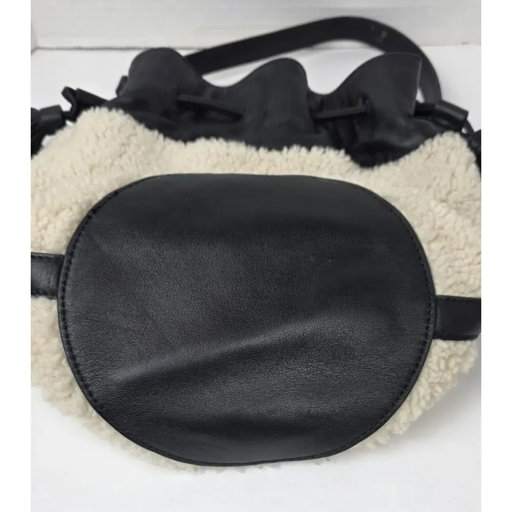 Loeffler Randall Industry Wool Drawstring Shoulder bag White with‎ Black trim